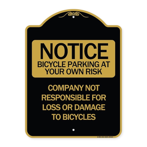 Bicycle Parking at Your Own Risk Company Not Responsible for Loss or Damage to Bicycle, BG-1824